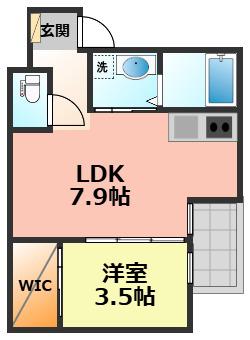 CUORE(1LDK/3階)の間取り写真