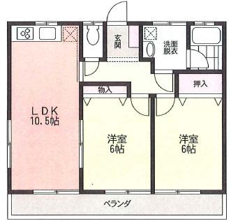 オオバハイツ(2LDK/2階)の間取り写真