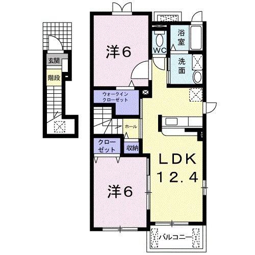 ブローテ旭前(2LDK/2階)の間取り写真