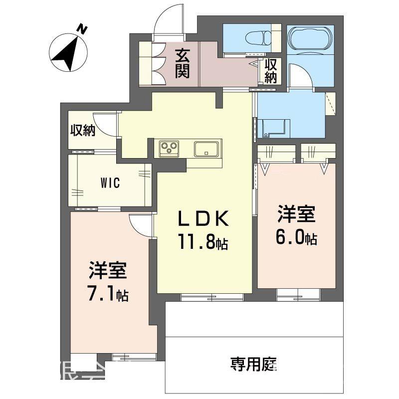 ジェンティーレ(2LDK/1階)の間取り写真