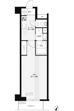 エスペランサ西大井(1K/4階)の間取り写真