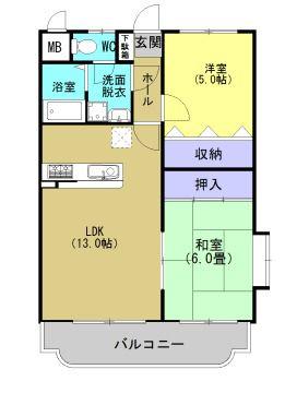 NEO PALACE(2LDK/2階)の間取り写真