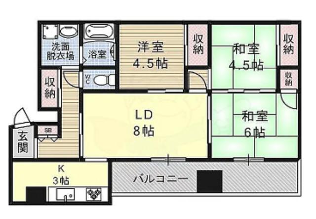 コーポイソダ(3LDK/1階)の間取り写真