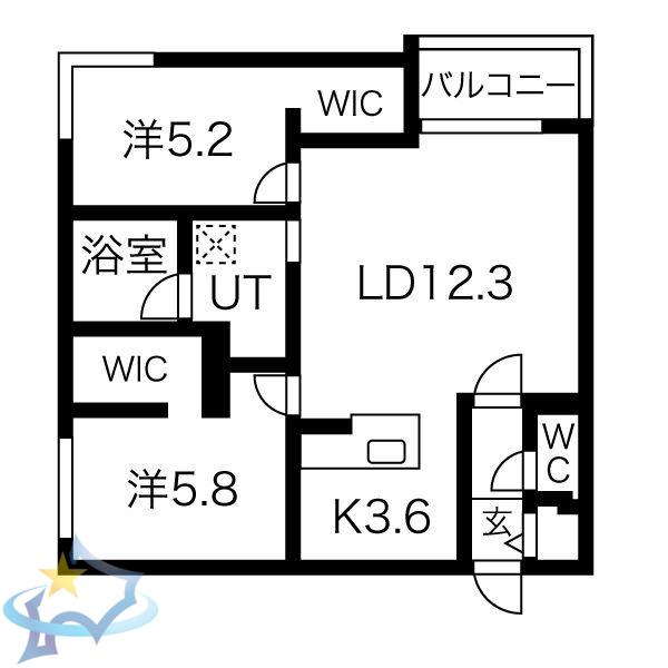 CG HOMES 南11条(2LDK/4階)の間取り写真