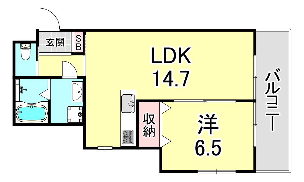 GLA東人丸(1LDK/3階)の間取り写真
