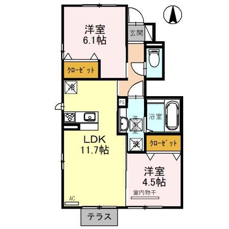NEWDORF壱番館(2LDK/1階)の間取り写真