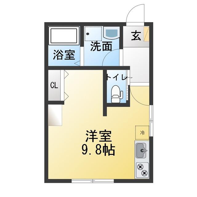 HEBEL MAISON 上足洗(ワンルーム/1階)の間取り写真