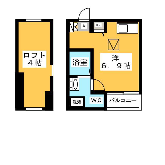 ボナール吉塚(1K/1階)の間取り写真