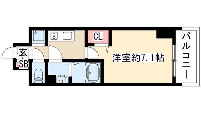 プレサンス桜通ベルノ(1K/2階)の間取り写真