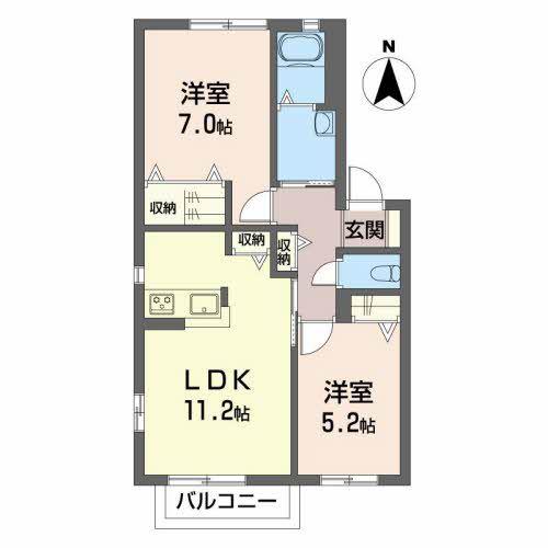 シャーメゾン・フレール C棟(2LDK/1階)の間取り写真