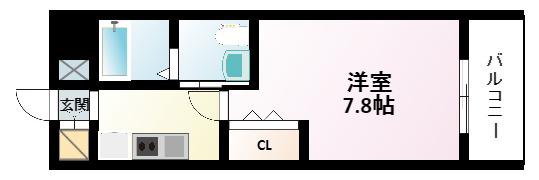 レジュールアッシュ江坂(1K/3階)の間取り写真