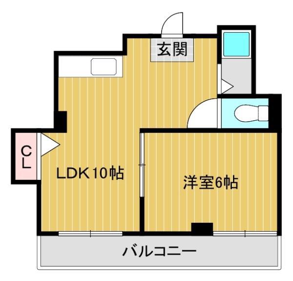 新栄プロパティー平野西脇(1LDK/3階)の間取り写真