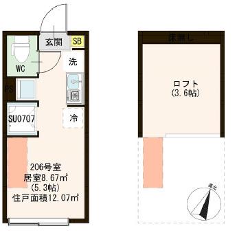 CHACHA(ワンルーム/2階)の間取り写真