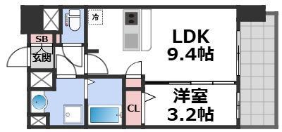 プレサンス緑橋ソレアス(1LDK/13階)の間取り写真
