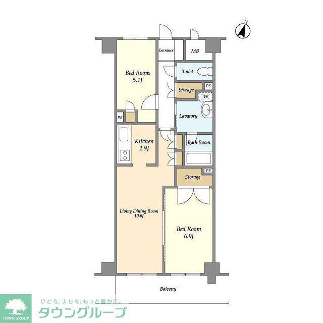 グランフォンテ(2LDK/7階)の間取り写真