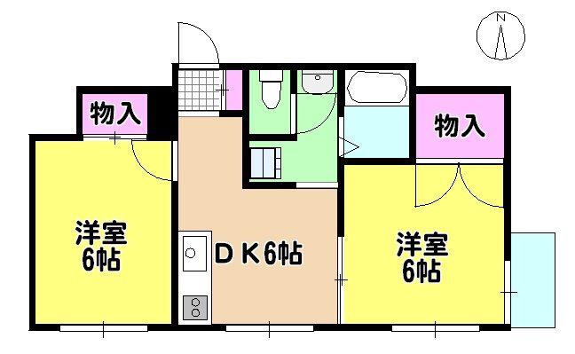 ドエルさつき(2DK/3階)の間取り写真