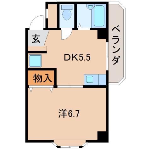 アンビアンテ田中町(1DK/7階)の間取り写真