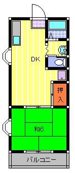 レイクヒル(1DK/2階)の間取り写真