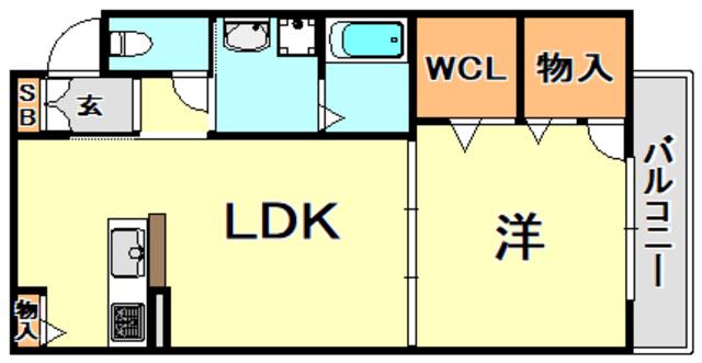 ミドルバレー兵庫(1LDK/2階)の間取り写真