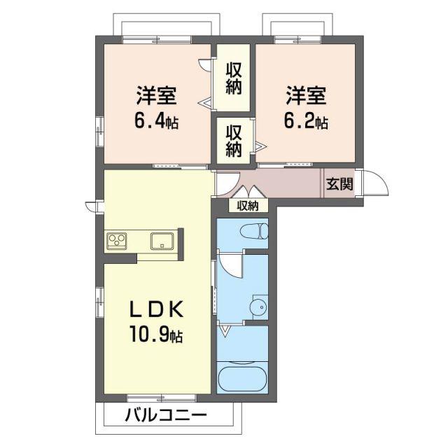 アルページュ(2LDK/3階)の間取り写真