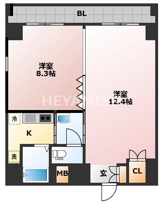 ディノ馬町(2K/2階)の間取り写真