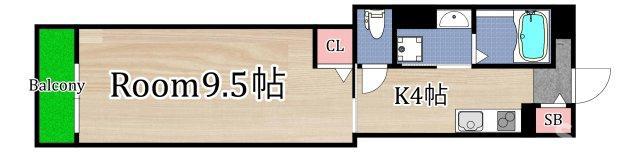 クリエオーレ清水(1K/3階)の間取り写真