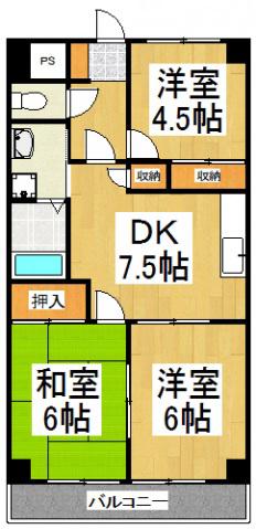 パークヒルズ東所沢(3DK/2階)の間取り写真