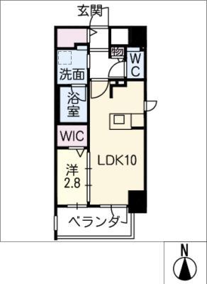 TENAS今池(1LDK/6階)の間取り写真