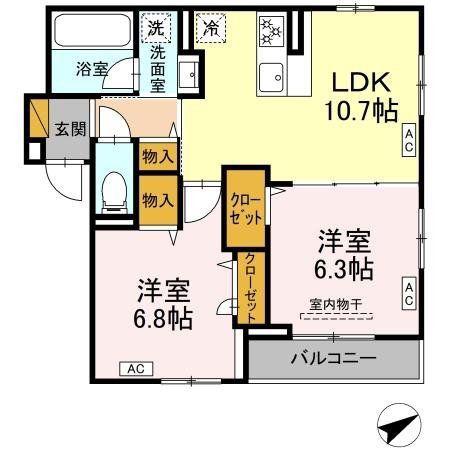 RESI NOIR(2LDK/2階)の間取り写真