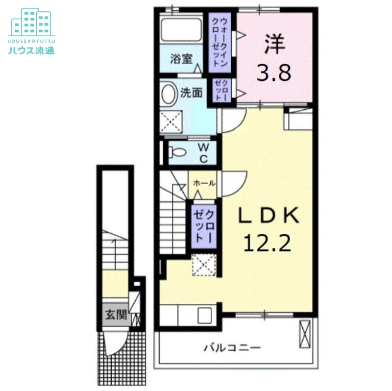 グランスターツB(1LDK/2階)の間取り写真
