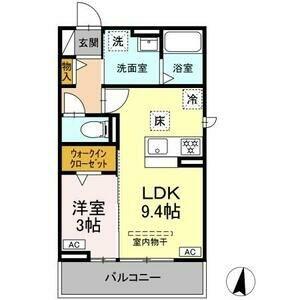 プレタクチュール中根町(1LDK/1階)の間取り写真