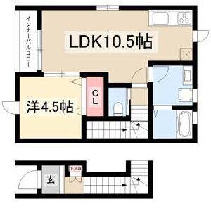 リーブルファイン日比津町2号棟(1LDK/2階)の間取り写真