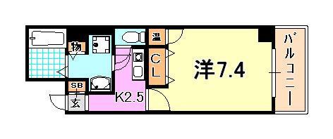 アスヴェル神戸元町(1K/3階)の間取り写真