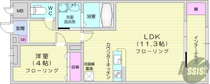フォレストパークⅡ(1LDK/1階)の間取り写真