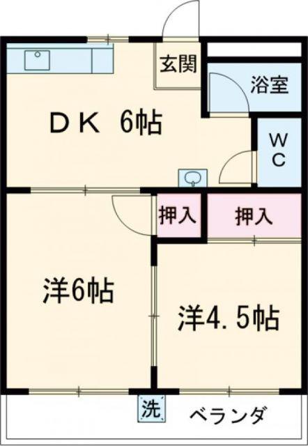 リーブルさかえ(2DK/4階)の間取り写真
