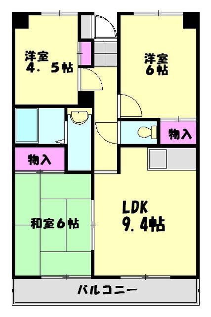 グランパレス堀口(3LDK/7階)の間取り写真