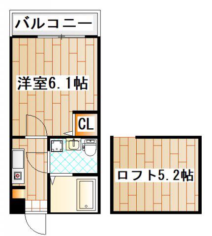 フルール井土ヶ谷(1K/2階)の間取り写真