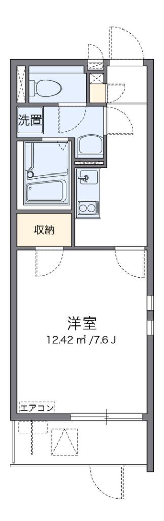 クレイノ初島(1K/1階)の間取り写真