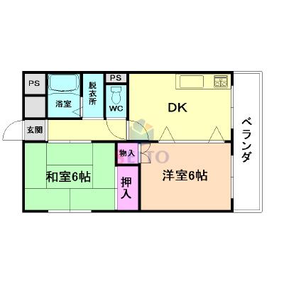 レジデンスマロン弐番館(2DK/4階)の間取り写真