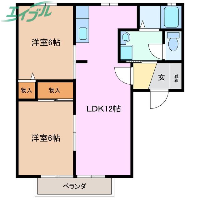 メゾンブリッジ(2LDK/1階)の間取り写真