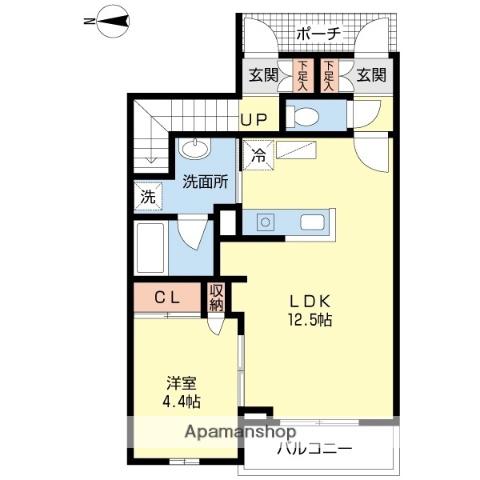 グレイスヒスイ室見(1LDK/1階)の間取り写真