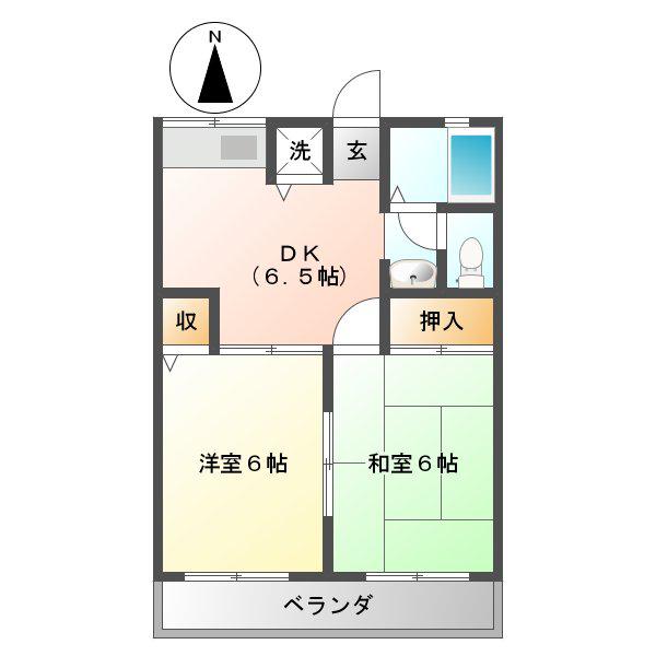 ラフィーネ南郊 E(2DK/1階)の間取り写真