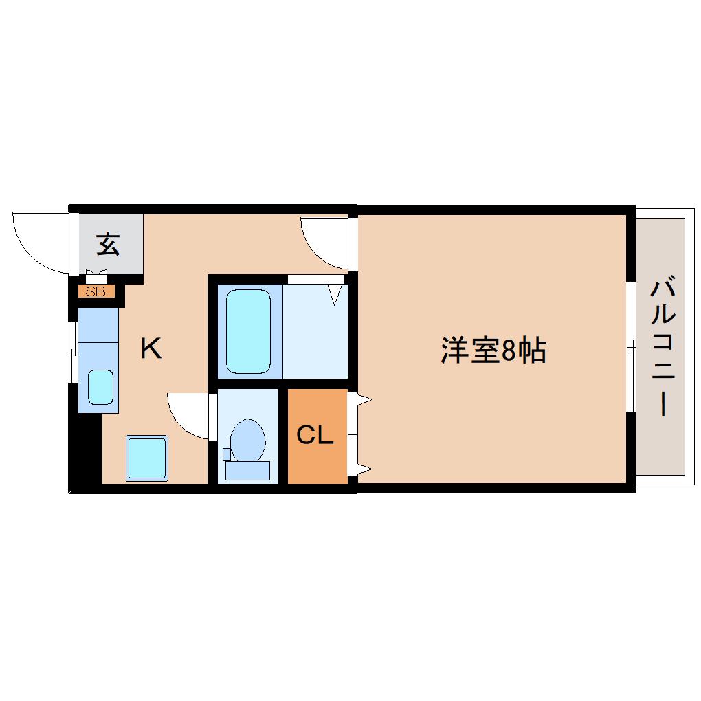 パートナー小松島(1K/3階)の間取り写真