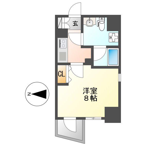 アクアヒルズ(1K/11階)の間取り写真