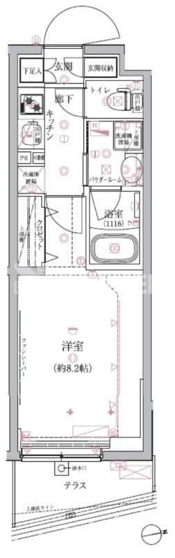 クレイシア祐天寺(1K/2階)の間取り写真