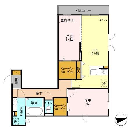 ミラベルヒルズ(2LDK/2階)の間取り写真