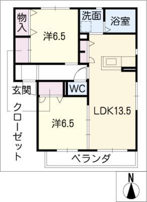 桜ヒルズ(2LDK/3階)の間取り写真