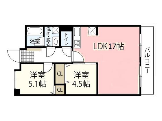 シャンボール国泰寺(2LDK/10階)の間取り写真