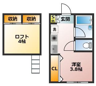コーポミホ(ワンルーム/2階)の間取り写真