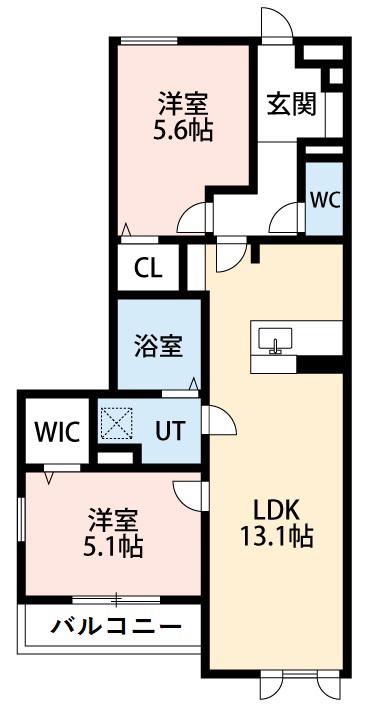 グリーヴィラ柱曙(2LDK/2階)の間取り写真